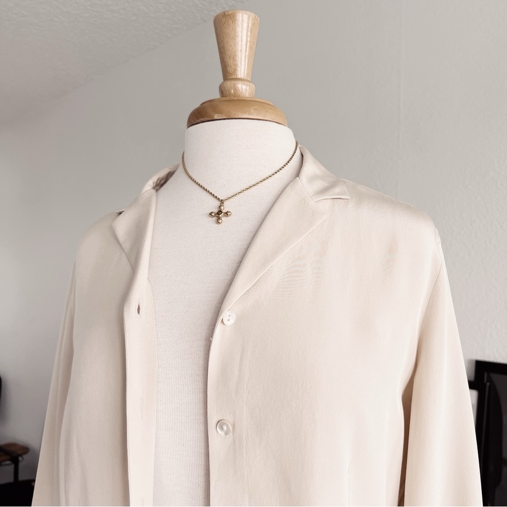 100% SILK BUTTON DOWN VINTAGE TOP #0352 - Picture 7 of 9
